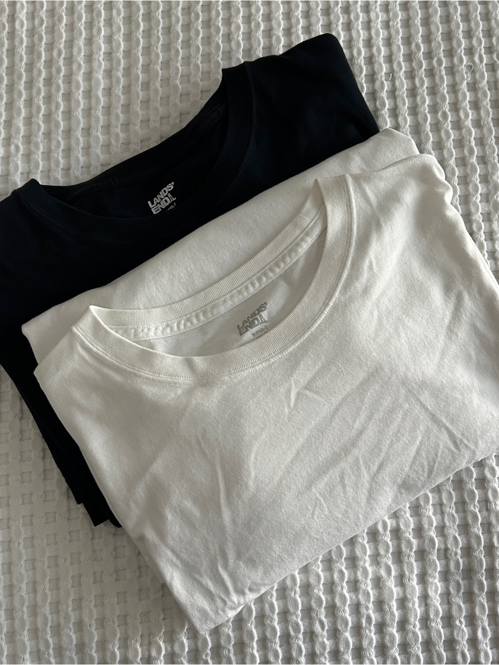 Lands' End Men's Crew Neck Tees in White and Black - 2-Pack - XXL Tall